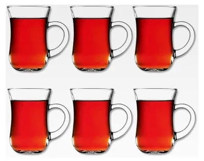 Produktbild von Türkische Teegläser mit Henkel, 145ml, Glas, transparent, 6 Stück