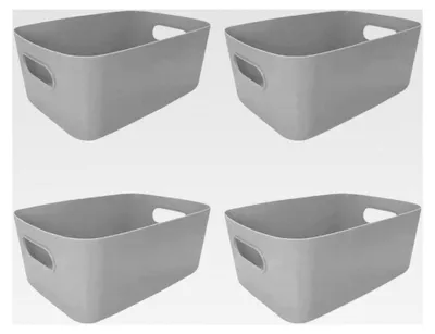Produktbild von 4 Stück Aufbewahrungsboxen (25 x 17 x 10 cm) aus Kunststoff, multifunktionale Ordnungsboxen für Badezimmer und Küche