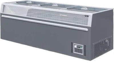 Zdjęcie produktu dla Zamrażarka skrzyniowa przeszklony panoramiczny front automatyczne rozmrażanie Mega-M OZI i250 250x85x87 cm 766L