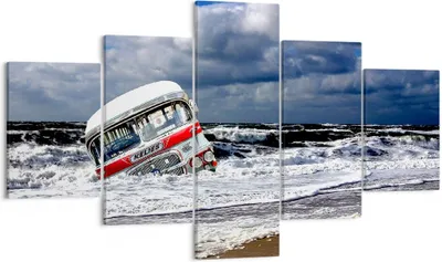 Produktbild von Bild auf Leinwand - Leinwandbild - Ozean Landschaft Auto - 125x70cm - Wand Bild - Wanddeko - Leinwanddruck - Bilder - Kunstdruck - Wanddekoration - Leinwand bilder - Wandkunst - EA125x70-0228