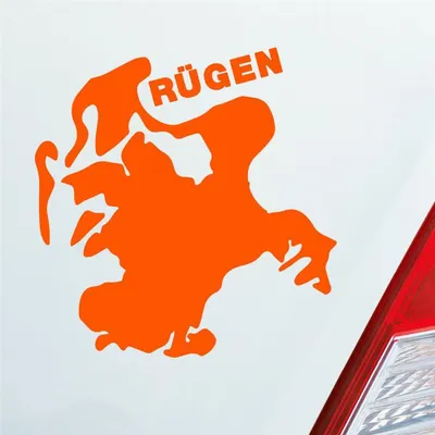 Produktbild von Auto Aufkleber Rügen Spaß Insel Deutschland Urlaub 10x9 cm Orange Sticker Heckscheibenaufkleber