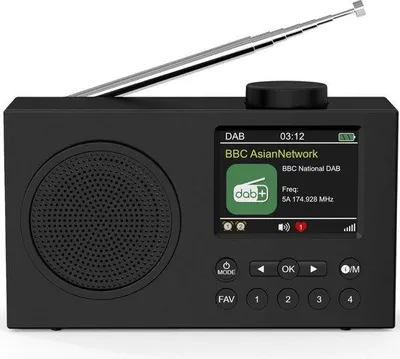 Image de Radio DAB portable, radio numérique DAB Plus, radio FM, petite radio de cuisine fonctionnant sur secteur et sur piles, double réveil, minuterie de mise en veille, 40 stations préréglées, écran couleur de 2,4 pouces