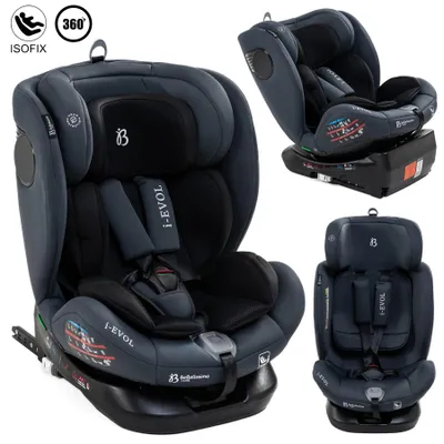 Image de Bebelissimo - EVOL - Siège enfant 40-150 cm - 360° - RWF/FWF - ISOFIX - TOP TETHER - Harnais 5 points - Appuie-tête réglable - dark gray