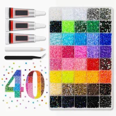 Productafbeelding van Strasssteentjes - Bedazzling - 3mm - 32000 Delige Bedazzler-Set met in 40 Kleuren