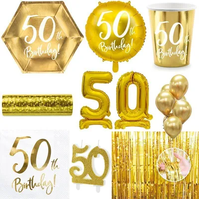 Produktbild von 50. Geburtstag Geburtstagsdeko Party Set Zahl 50 Jahre gold Partyartikel