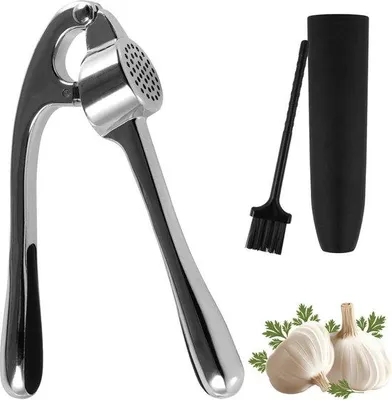 Produktbild von Zwiebelkneter - wasmaschinenfest - leicht zu reinigen - Zwiebelkneter mit Schalensupport - silberner Zwiebelkneter mit Griff