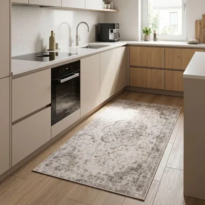 Produktbild von Carpetsale24 Waschbarer Teppich Vintage Kurzflor für Flur Küche Schlafzimmer Orientalisches Design Pflegeleicht Grösse: 80x150 cm