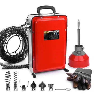 Produktbild von 450U/m 390W Rohrreinigungsmaschine mit 8 & 16mm Rohrreinigungsgerät Spirale Abwasser für Ø20-100mm, Rohrreiniger Abfluss für Küche Bad Toilette