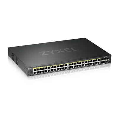 Zdjęcie produktu dla Zyxel GS2220-50HP-EU0101F, Zarządzany, L2, Gigabit Ethernet (10/100/1000), Obsługa PoE, Możliwości montowania w stelażu