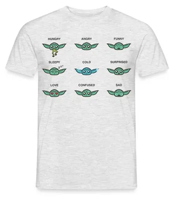 Produktbild von Star Wars: Mandalorian Grogu Emotionen Männer T-Shirt, 4XL, Grau meliert