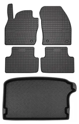Produktbild von Gummimatten + Kofferraumwanne für Volkswagen T-Cross 2019- (oberer Ladeboden) – Schwarz, passgenau – Wielganizator SolidPRO