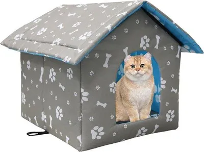 Produktbild von Famanu Katzenhaus Winterfest und Wasserfest - Faltbar für Streunerkatzen - 40 x 38 x 35 cm