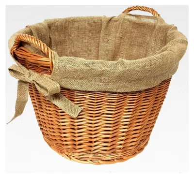 Produktbild von Kaminholzkorb aus geschälter Weide mit Jute Ø 50 cm