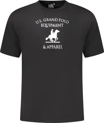 Immagine prodotto di T-shirt nera da uomo con scollo rotondo e stampa del logo