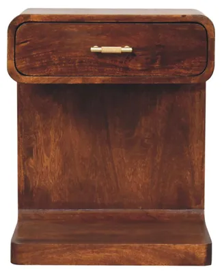 Produktbild von Artisan Furniture Massivholz-Nachttisch aus Kastanienholz mit T-förmiger Leiste und abgerundeten Kanten