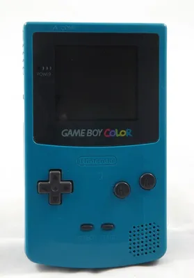A teal-colored Nintendo Game Boy Color handheld game console is shown against a white background.