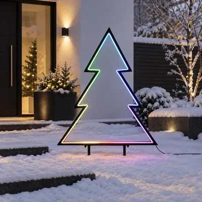 Produktbild von Luca Lighting LED-Gartenstecker Neon Tanne 100 cm schwarz LED RGB