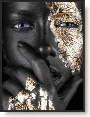 Produktbild von Poster Poster Wandbild Frau Gold Schwarz Rahmen für Schlafzimmer Wohnzimmer