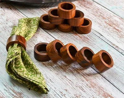 Produktbild von Famanu Serviettenringe Elegante Holzserviettenringe - 12 Stück
