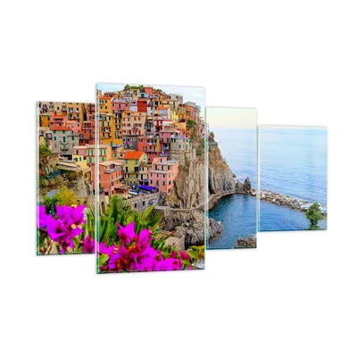 Produktbild von Bilder auf glas - Italien küste felsen landschaft - 120x70cm - Glasbilder - Wandbilder - Kunstdruck - zum Aufhängen bereit - Wanddekoration aus Glas - Glas Bilder - Wandbild auf Glas - GDL120x70-2684