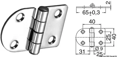 Obrázok produktu pre Vyčnievajúce jadro závesu 65x40 mm , 1 kus