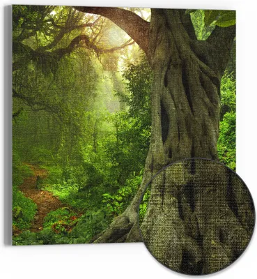 Produktbild von DEQORI Hybrid Leinwand Bild 30x30 cm 'Urwaldgeheimnis' Wandbild Glas flach modern
