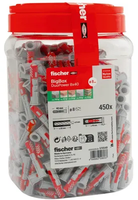 Zdjęcie produktu dla fischer 570549 fischer BigBox - DuoPower 8x40 570549 Universaldübel-Sortiment Ø 8 mm x 40 mm, 450 St.