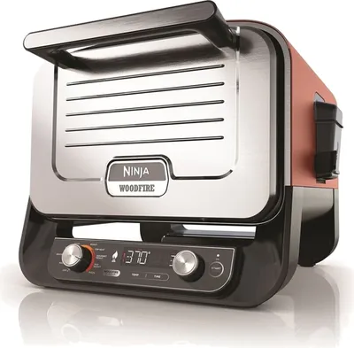 Produktbild von Ninja OO101EU Barbecue & Grill Elektrisch + Holzkohle Schwarz, Rot, Silber 2400 W