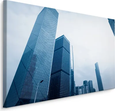 Produktbild von Fabelhafte Canvas LEINWAND BILDER 100x70 cm XXL Kunstdruck Wolkenkratzer Stadt Gebäude