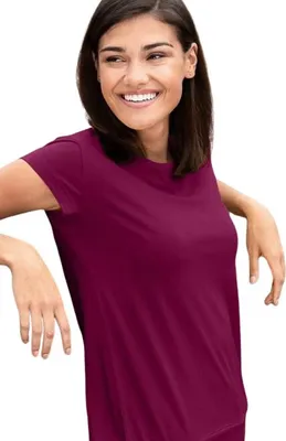 Produktbild von Lose sitzendes Damen-T-Shirt, 100% Baumwolle, unbedruckt, einfarbig, 150g/m2, Farbe fuchsie, Größe S