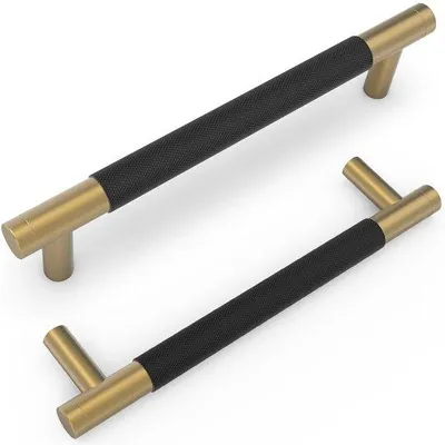 Obrázok produktu pre Sada 10 kuchynských úchytiek Unyqoos®, 128 mm, hliník, čierna a champagne bronz – úchytky na skrinky, dvere a zásuvky