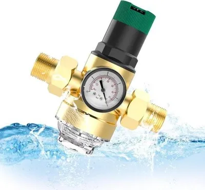 Produktbild von Wasserdruckregler mit Manometer und Wasserfilter – 3/4-Zoll-Hausanschluss – Wasserdruckregler – Manometer – Siebfilter – Messing-Überdruckventil
