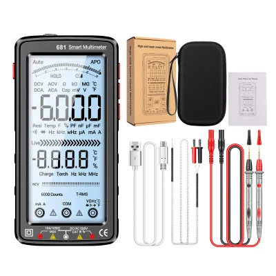 Zdjęcie produktu dla 6000 pomiarów Multimetr cyfrowy, akumulatorowy, tester NCV, 5-calowy wyświetlacz LCD, napięcie, prąd, rezystancja, pojemność, temperatura
