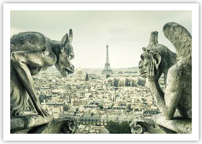 Produktbild von Poster - Poster ohne Rahmen - Wasserspeier Paris Notre-Dame - 100x70 cm - Wand Bild - Wanddeko - Wandbilder - Kunstposter - Wandposter - Bilder - Kunstdruck - Wanddekoration - P2XAA100x70-4544