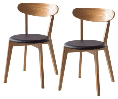 Produktbild von home24 Esszimmerstuhl - 2er-Set - Kunstleder / Esche Massiv