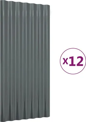 Obrázok produktu pre vidaXL Strešné panely 12 ks Pozinkovaná oceľ antracit 80x36 cm