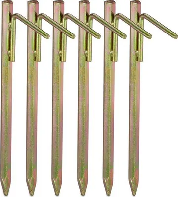 Produktbild von Famanu Zeltanker Set von 6 - 30 cm Stahl Erdnägel für feste Böden - Gold
