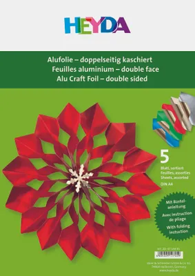 Produktbild von Heyda 204714495 Alu-Bastelfolie A4 silberfarben, goldfarben, rot, grün, blau
