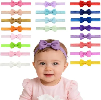 Imagen del producto de Bandas para el pelo con lazo, 20 unidades, elásticas, para bebés y niños pequeños
