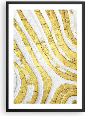 Produktbild von Gerahmtes Poster - Schwarzer Rahmen - Abstraktion Gold Weiß - 50x70 cm - Wand Bild - Wanddeko - Wandbilder - Kunstposter - Wandposter - Bilderrahmen - Bilder - Kunstdruck - P2BPA50x70-4511