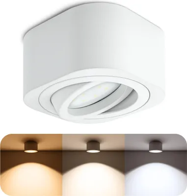 Produktbild von SSC-LUXon TEARA LED Aufbauspot weiß flach & schwenkbar - dimmbar - 3 Lichtfarben einstellbar LumiFLEX - Aufbauleuchte 6W 230V