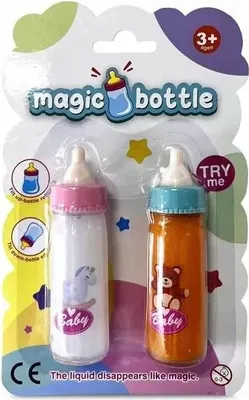 Produktbild von Magisches Puppenzubehör Flaschen-Set mit Milch- und Saftflasche, 9,5 cm lang