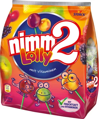 Produktbild von Storck nimm2 Lolly Lutscher mit Fruchtsaft und Vitaminen 120g