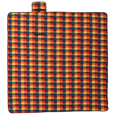 Obrázek produktu pro Pikniková deka skládací vícebarevná kostkovaná 200x200 cm samet