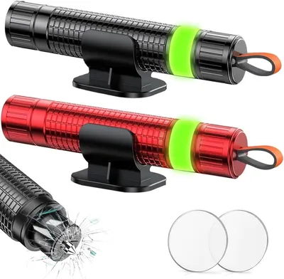 Produktbild von Autosicherheitshammer 2 Stück, 2-in-1 Notfallhammer, mit Gurtmesser und Fenstersprüher, für Auto