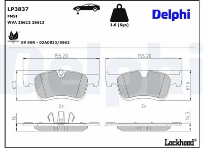 Produktbild von DELPHI Bremsbeläge Satz Vorne Bremsklötze für CITROËN BERLINGO Kasten (B9) LP3837