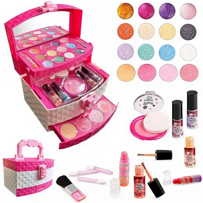 Produktbild von Kinderschminke Set Mädchen: Waschbarer Schminkkoffer mit Spiegel & Make-up