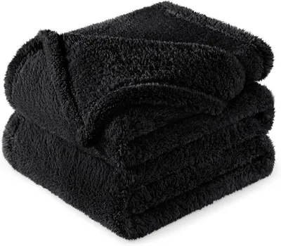 Produktbild von Fleece Kuscheldecke für das Sofa, Flauschig und Warm, 130 x 150 cm, Schwarz