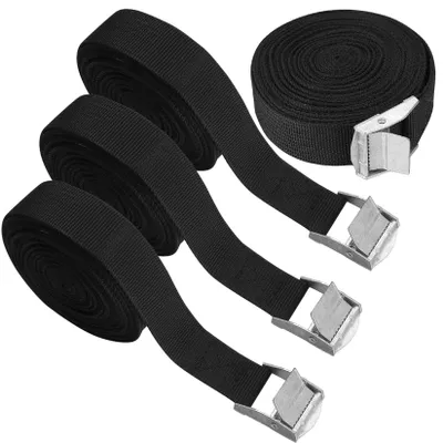 Image de Sangles à cliquet réglables et robustes avec boucle pour porte-vélos, motos, camions, remorques, bagages, barres de toit, sangles de fixation – 5 m