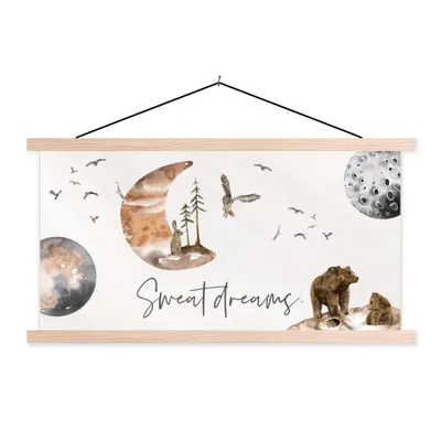 Produktbild von MuchoWow® Textilposter Kinder - Tiere - Sprichwörter 120x60 cm mit holzfarbenen Rahmen - Klemmleiste